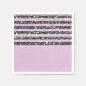 Lavendel Lilac Lila Silver Glitzer Streifen Party Serviette (Vorderseite)
