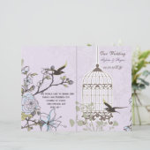 Lavendel Lilac Vintage Vogelkäfigvögel Hochzeit (Stehend Vorderseite)