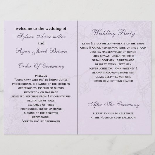 Lavendel Lilac Vintage Vogelkäfigvögel Hochzeit (Rückseite)