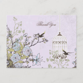 Lavendel Lilac Vintage Vogelkäfigvögel Hochzeit Postkarte
