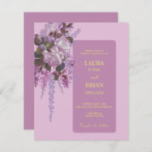 Lavendel, Lilacs, Rose, Einladung zur Hochzeit (Vorne/Hinten)