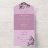 Lavendel, Lilacs, Rose, Hochzeit All In One Einladung (Innen Boden)