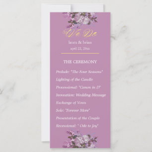 Lavendel, Lilacs, Rose, Hochzeitsprogramm