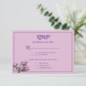 Lavendel, Lilacs, Rose, RSVP-Hochzeitkarte Einladung (Stehend Vorderseite)