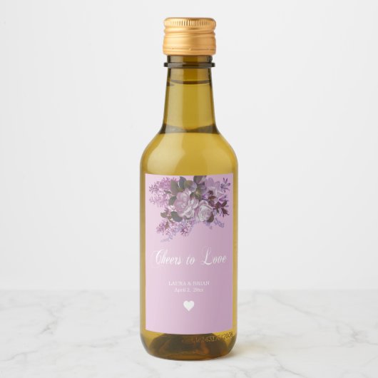 Lavendel, Lilacs und Rose, Hochzeit Weinetikett (Vorderseite)