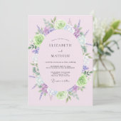 Lavendel-Limonen-Blumenhochzeit Einladung (Stehend Vorderseite)