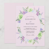 Lavendel-Limonen-Blumenhochzeit Einladung (Vorne/Hinten)