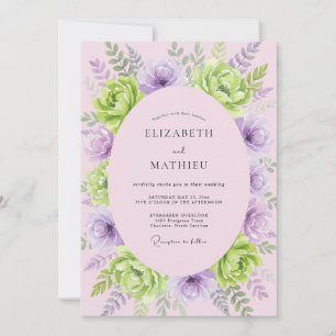 Lavendel-Limonen-Ranunculus-Eukalyptus-Hochzeit Einladung