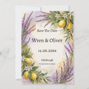 Lavendel-Limonen-Toskana-Heiratseinladung Save The Date