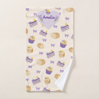 Lavendel-Limonenkuchen-Wasserfarben-Backdesign Handtuch