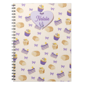 Lavendel-Limonenkuchen-Wasserfarben-Backdesign Notizblock