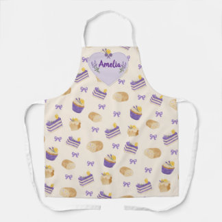 Lavendel-Limonenkuchen-Wasserfarben-Backdesign Schürze