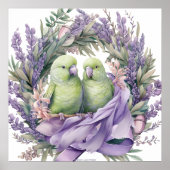 Lavendel Lovebirds Kunst Poster (Vorne)