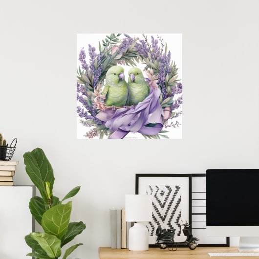 Lavendel Lovebirds Kunst Poster (Heimbüro)
