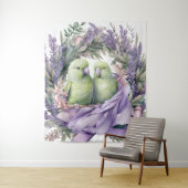 Lavendel Lovebirds Kunst Wandteppich (Beispiel)