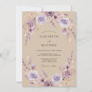 Lavendel Luftige Florale Hochzeit Einladung
