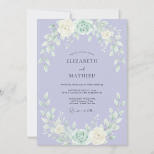 Lavendel Luftige Rosenhochzeit Einladung