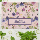 Lavendel & Magenta Wasserfarben Rose und Violetten Geschirrtuch (Gefaltet)