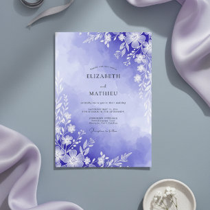 Lavendel-Malerische Blumige Hochzeit Einladung