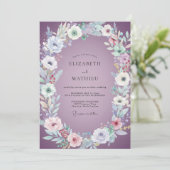 Lavendel-Malwasserfarben-Hochzeit Einladung (Stehend Vorderseite)