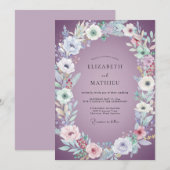Lavendel-Malwasserfarben-Hochzeit Einladung (Vorne/Hinten)