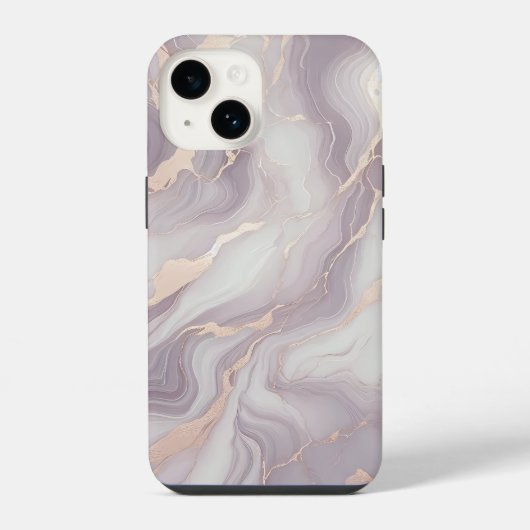 Lavendel Marble iPhone 14 Fall mit Silver Veins Hülle (Rückseite)