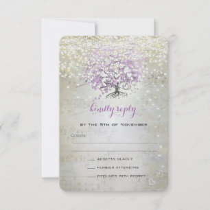 Lavendel-Märchen-Lichter und -Sterne Hochzeit RSVP Karte