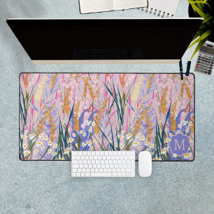 Lavendel-Margeriten Individuelles Anfangsmonogramm Schreibtischunterlage