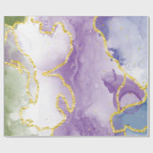 Lavendel-Marmor-Malmuster mit goldenem Streifen Geschenkpapier (Flach)