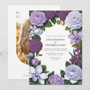 Lavendel-, Mauve- und Pflaumenblüten-Hochzeit Einladung