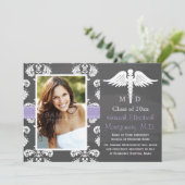 LAVENDEL-MEDIZINISCHE SCHULAbschluss-TAFEL Einladung (Stehend Vorderseite)