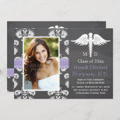 LAVENDEL-MEDIZINISCHE SCHULAbschluss-TAFEL Einladung (Vorne/Hinten)