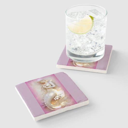 Lavendel-Meerjungfrau Marmor Untersetzer (Seitenansicht)