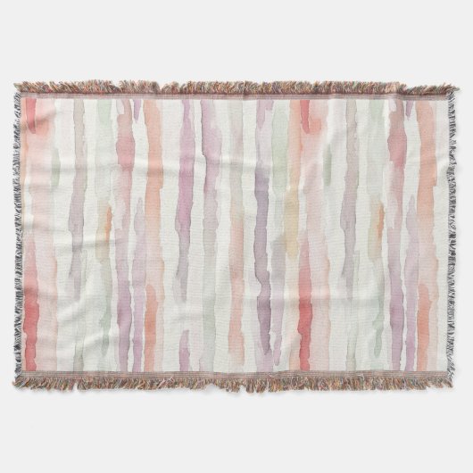 Lavendel-Melon-Rosa-Weiß-Gestreift Geburtstag Decke (Vorderseite)