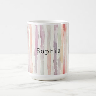 Lavendel-Melon-Rosa-Weiß-Gestreift Geburtstag Kaffeetasse