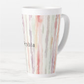 Lavendel-Melon-Rosa-Weiß-Gestreift Geburtstag Milchtasse (Rechte Ecke)