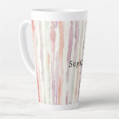 Lavendel-Melon-Rosa-Weiß-Gestreift Geburtstag Milchtasse (Linke Ecke)