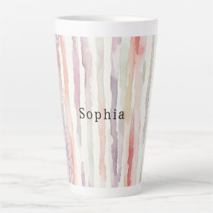Lavendel-Melon-Rosa-Weiß-Gestreift Geburtstag Milchtasse