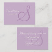 Lavendel Minimalistic Monogramm Visitenkarte (Vorne/Hinten)