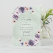 Lavendel-Mint-Anemonen-Hochzeit Einladung (Stehend Vorderseite)