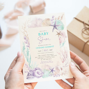 Lavendel Mint Ocean Babydusche unter dem Meer Einladung
