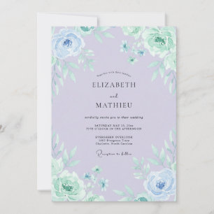 Lavendel-Minz-Atherische Wasserfarben-Hochzeit Einladung
