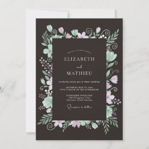 Lavendel-Minz-Botanik-Romantik-Hochzeit Einladung