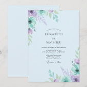 Lavendel-Minz-Gemalte Hochzeit Einladung (Vorne/Hinten)