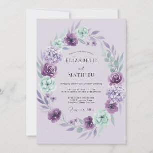 Lavendel-Minz-Radiant-Watercolor-Hochzeit Einladung