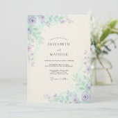 Lavendel-Minze-Blatt-Hochzeit Einladung (Stehend Vorderseite)