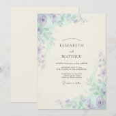 Lavendel-Minze-Blatt-Hochzeit Einladung (Vorne/Hinten)