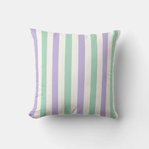 Lavendel, Minzgrün und Weiß Nursery Stripe Kissen