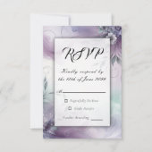 Lavendel-Mist und Wasserfarbenflüster RSVP Karte (Vorderseite)