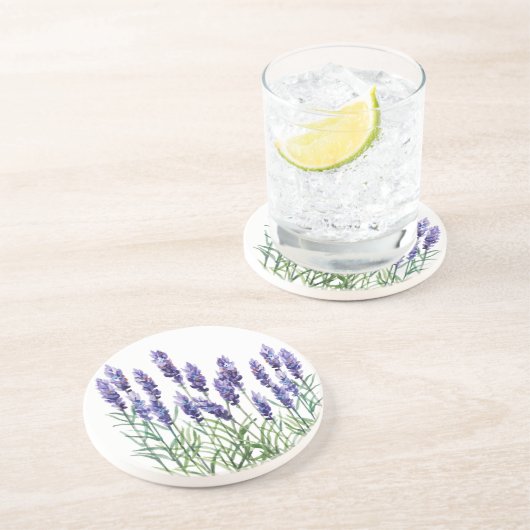 Lavendel mit Aquarellfarben bemalt Getränkeuntersetzer (Seite)